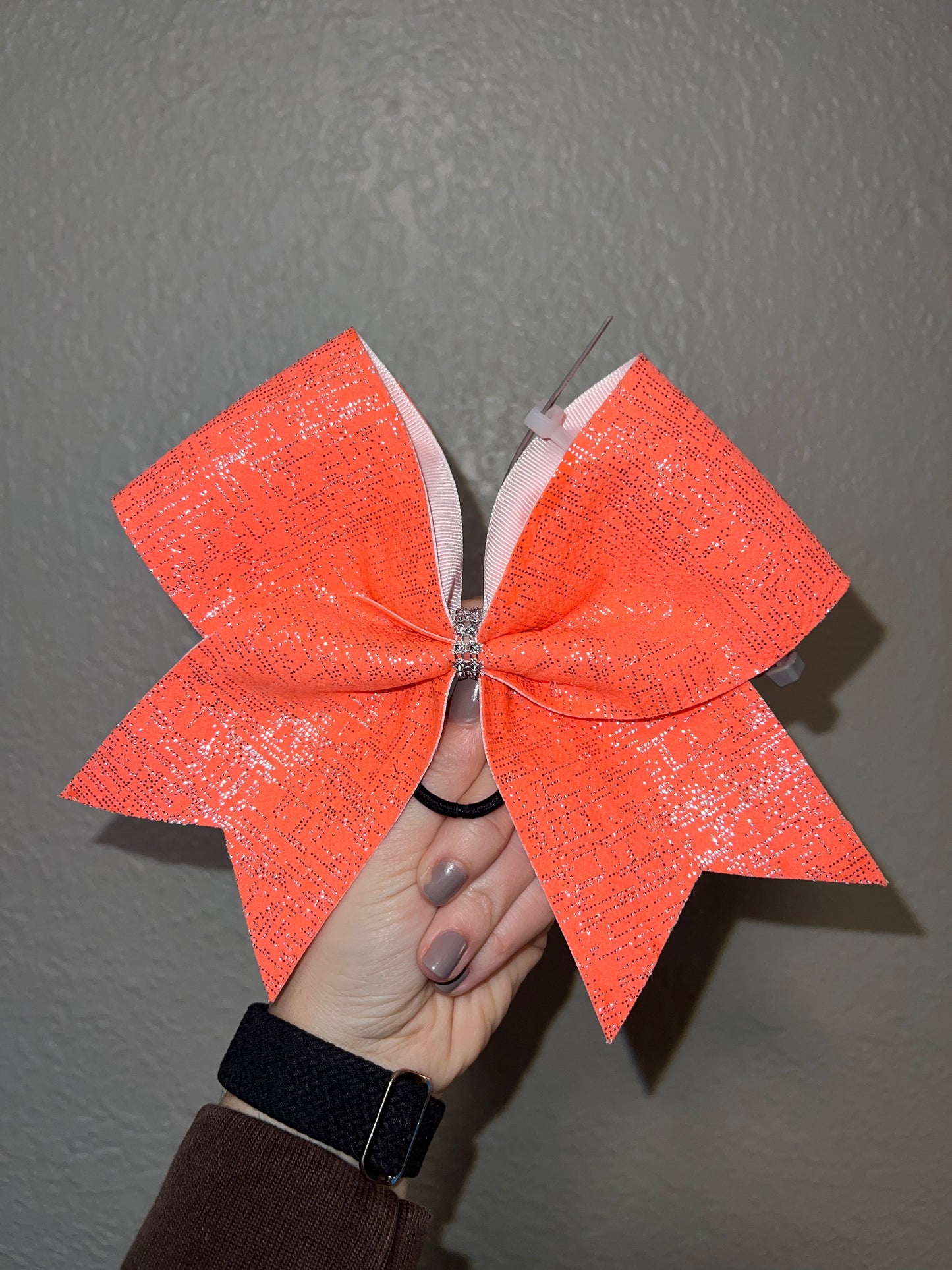 Coral and Silver Bow