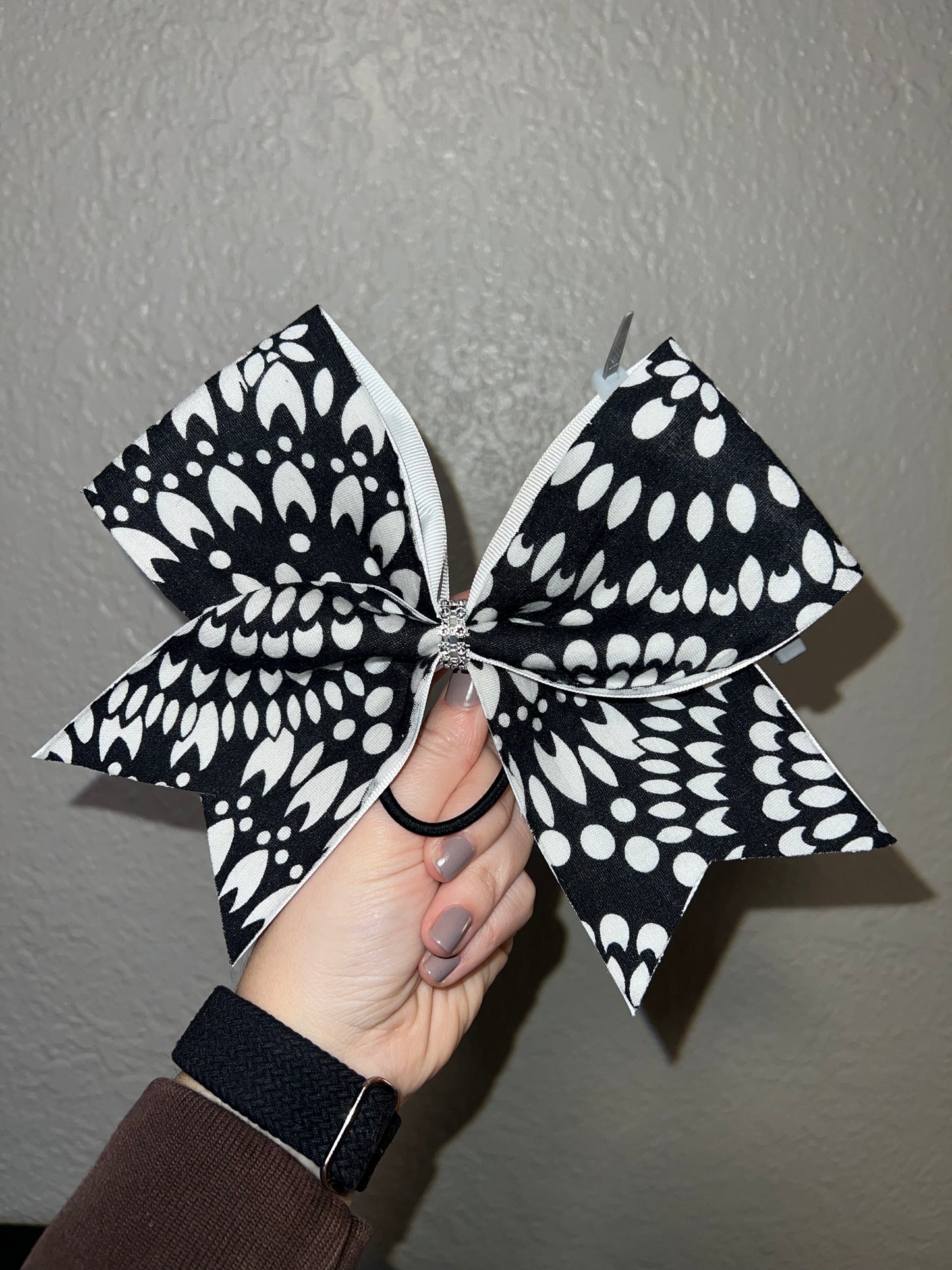 Black and White Patterned Bow