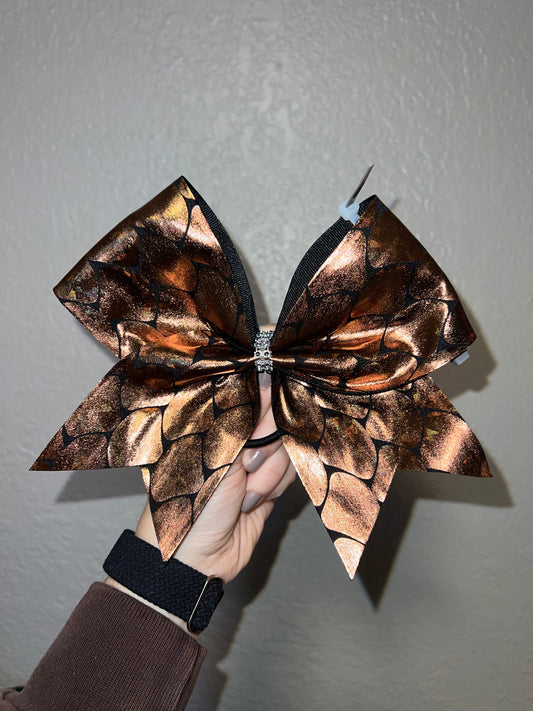 Gold and Black Scale Print Bow