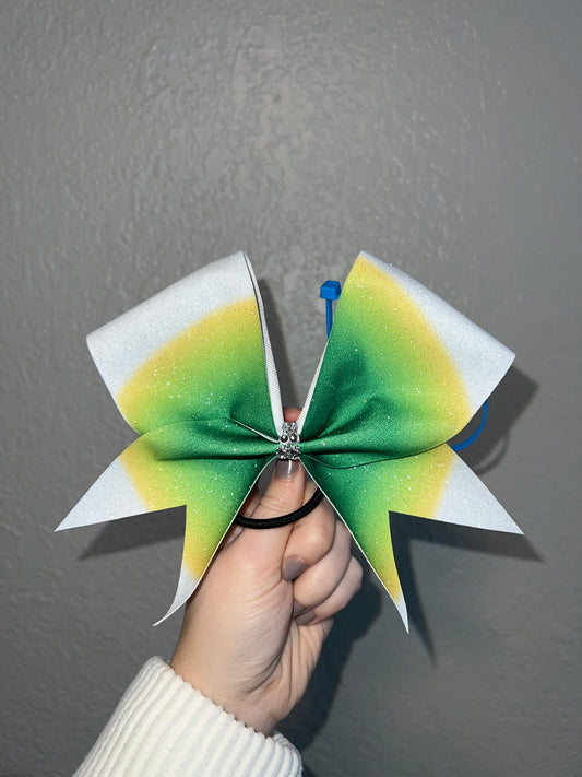 Ombre Green and Bright Yellow Glitter Bow